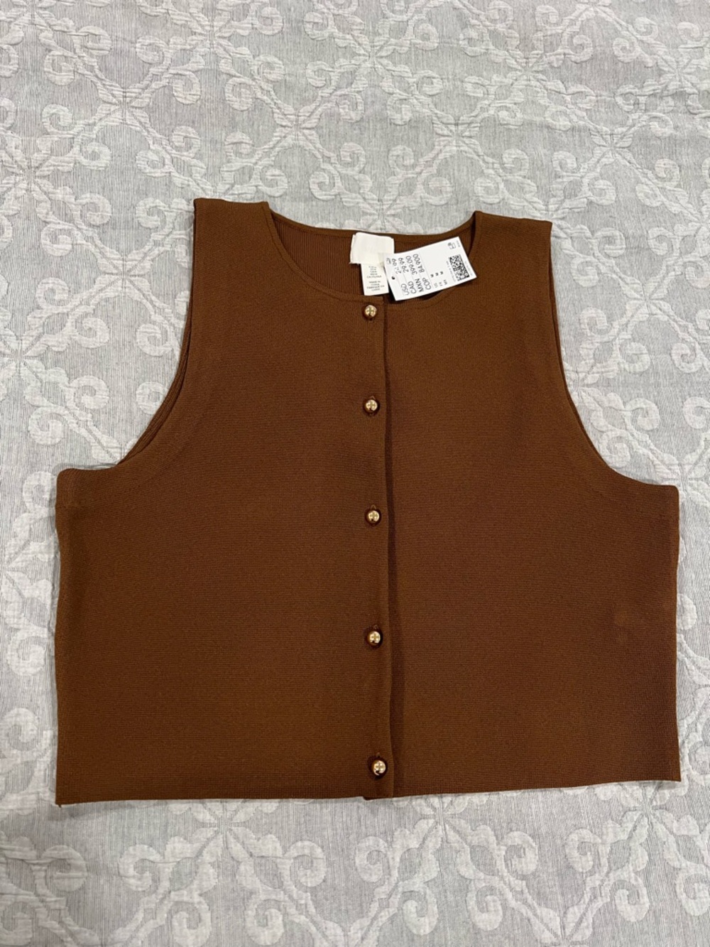 Brown Sleeveless Button-Front Women's Top